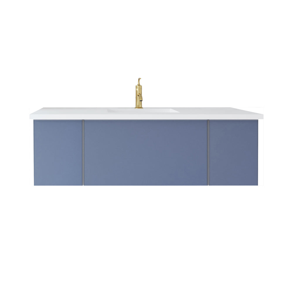 Vitri 54" Nautical Blue Bathroom Vanity with VIVA Stone Matte White Solid Surface Countertop Laviva 313VTR-54NB-MW