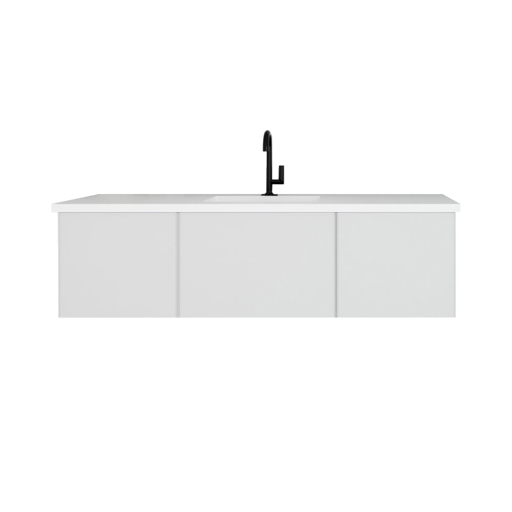 Vitri 60" Cloud White Single Sink Bathroom Vanity with VIVA Stone Matte White Solid Surface Countertop Laviva 313VTR-60CCW-MW