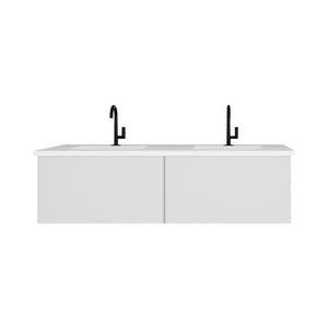 Vitri 60" Cloud White Double Sink Bathroom Vanity with VIVA Stone Matte White Solid Surface Countertop Laviva 313VTR-60DCW-MW