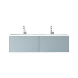 Vitri 60" Fossil Grey Double Sink Bathroom Vanity with VIVA Stone Matte White Solid Surface Countertop Laviva 313VTR-60DFG-MW