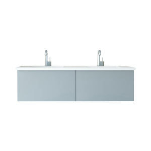 Vitri 60" Fossil Grey Double Sink Bathroom Vanity with VIVA Stone Matte White Solid Surface Countertop Laviva 313VTR-60DFG-MW