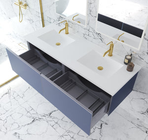 Vitri 60" Nautical Blue Double Sink Bathroom Vanity with VIVA Stone Matte White Solid Surface Countertop Laviva 313VTR-60DNB-MW