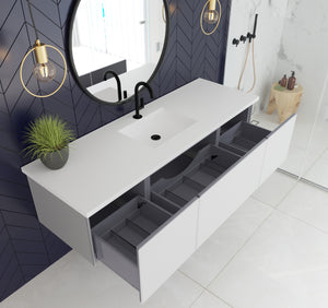 Vitri 66" Cloud White Single Sink Bathroom Vanity with VIVA Stone Matte White Solid Surface Countertop Laviva 313VTR-66CW-MW