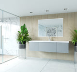 Vitri 66" Fossil Grey Single Sink Bathroom Vanity with VIVA Stone Matte White Solid Surface Countertop Laviva 313VTR-66FG-MW