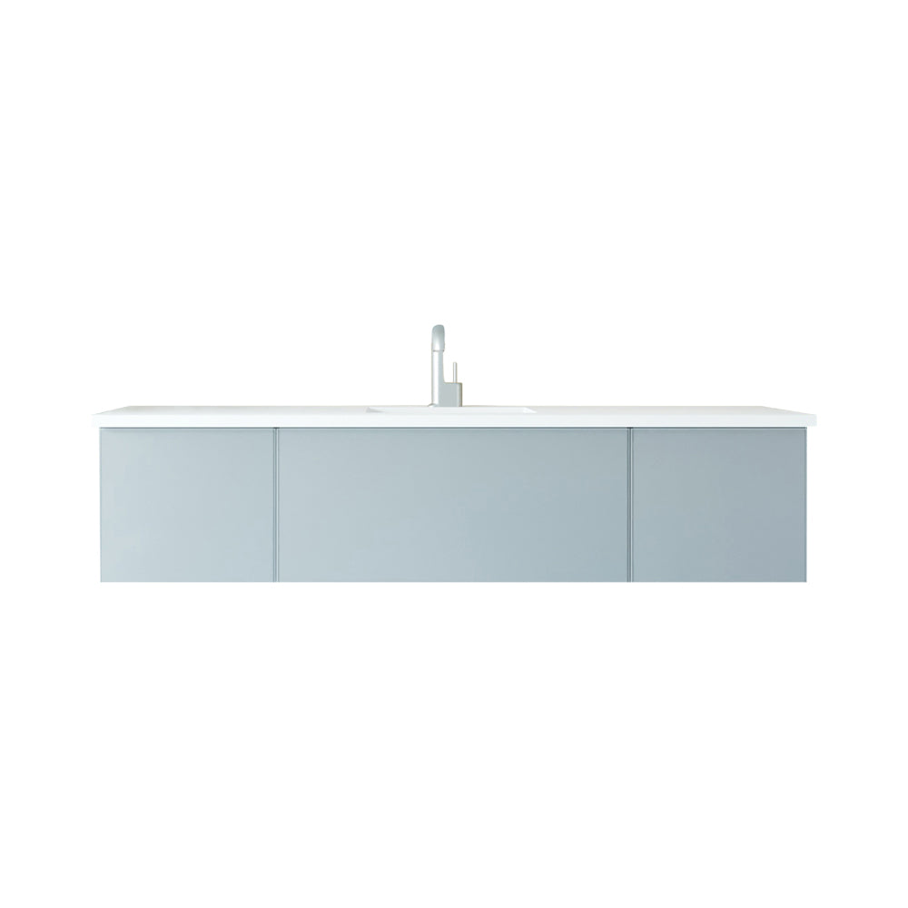 Vitri 72" Fossil Grey Single Sink Bathroom Vanity with VIVA Stone Matte White Solid Surface Countertop Laviva 313VTR-72CFG-MW