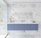 Vitri 72" Nautical Blue Single Sink Bathroom Vanity with VIVA Stone Matte White Solid Surface Countertop Laviva 313VTR-72CNB-MW