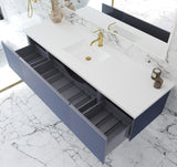 Vitri 72" Nautical Blue Single Sink Bathroom Vanity with VIVA Stone Matte White Solid Surface Countertop Laviva 313VTR-72CNB-MW