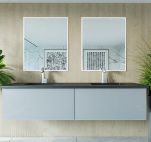 Vitri 72" Fossil Grey Double Sink Wall Hung Bathroom Vanity Cabinet Laviva 313VTR-72DFG