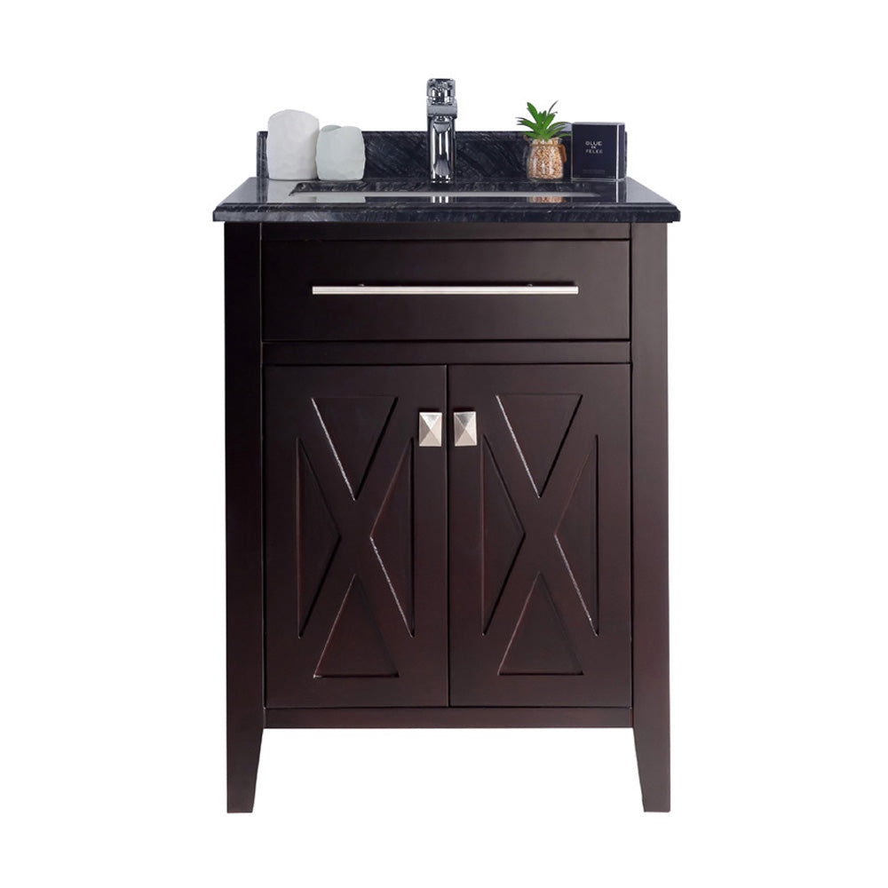 Wimbledon 24" Brown Bathroom Vanity with Black Wood Marble Countertop Laviva 313YG319-24B-BW