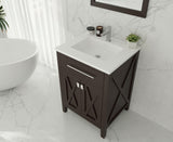 Wimbledon 24" Brown Bathroom Vanity with Matte White VIVA Stone Solid Surface Countertop Laviva 313YG319-24B-MW