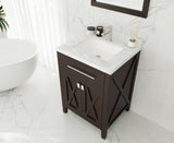 Wimbledon 24" Brown Bathroom Vanity with White Carrara Marble Countertop Laviva 313YG319-24B-WC