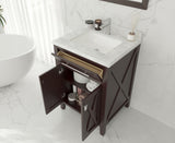 Wimbledon 24" Brown Bathroom Vanity with White Carrara Marble Countertop Laviva 313YG319-24B-WC