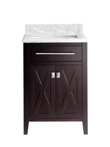 Wimbledon 24" Brown Bathroom Vanity with White Carrara Marble Countertop Laviva 313YG319-24B-WC