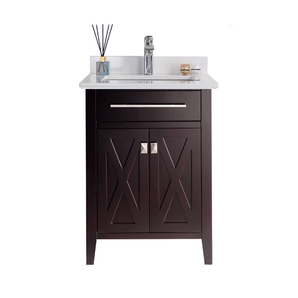 Wimbledon 24" Brown Bathroom Vanity with White Quartz Countertop Laviva 313YG319-24B-WQ