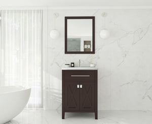 Wimbledon 24" Brown Bathroom Vanity with White Stripes Marble Countertop Laviva 313YG319-24B-WS