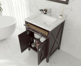 Wimbledon 24" Brown Bathroom Vanity with White Stripes Marble Countertop Laviva 313YG319-24B-WS