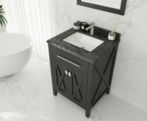 Wimbledon 24" Espresso Bathroom Vanity with Black Wood Marble Countertop Laviva 313YG319-24E-BW