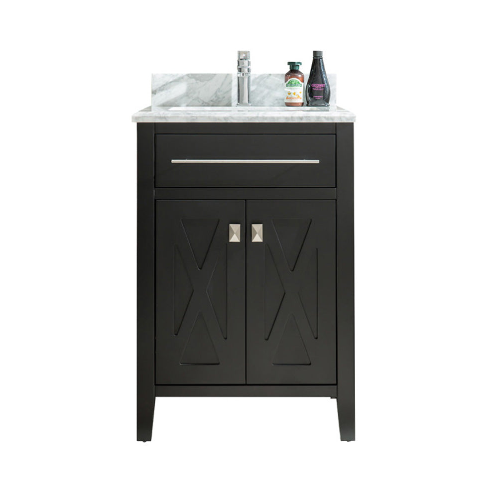 Wimbledon 24" Espresso Bathroom Vanity with White Carrara Marble Countertop Laviva 313YG319-24E-WC