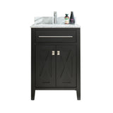 Wimbledon 24" Espresso Bathroom Vanity with White Carrara Marble Countertop Laviva 313YG319-24E-WC