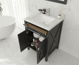 Wimbledon 24" Espresso Bathroom Vanity with White Carrara Marble Countertop Laviva 313YG319-24E-WC