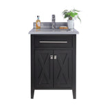 Wimbledon 24" Espresso Bathroom Vanity with White Stripes Marble Countertop Laviva 313YG319-24E-WS