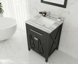 Wimbledon 24" Espresso Bathroom Vanity with White Stripes Marble Countertop Laviva 313YG319-24E-WS