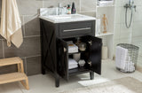 Wimbledon 24" Espresso Bathroom Vanity with White Stripes Marble Countertop Laviva 313YG319-24E-WS