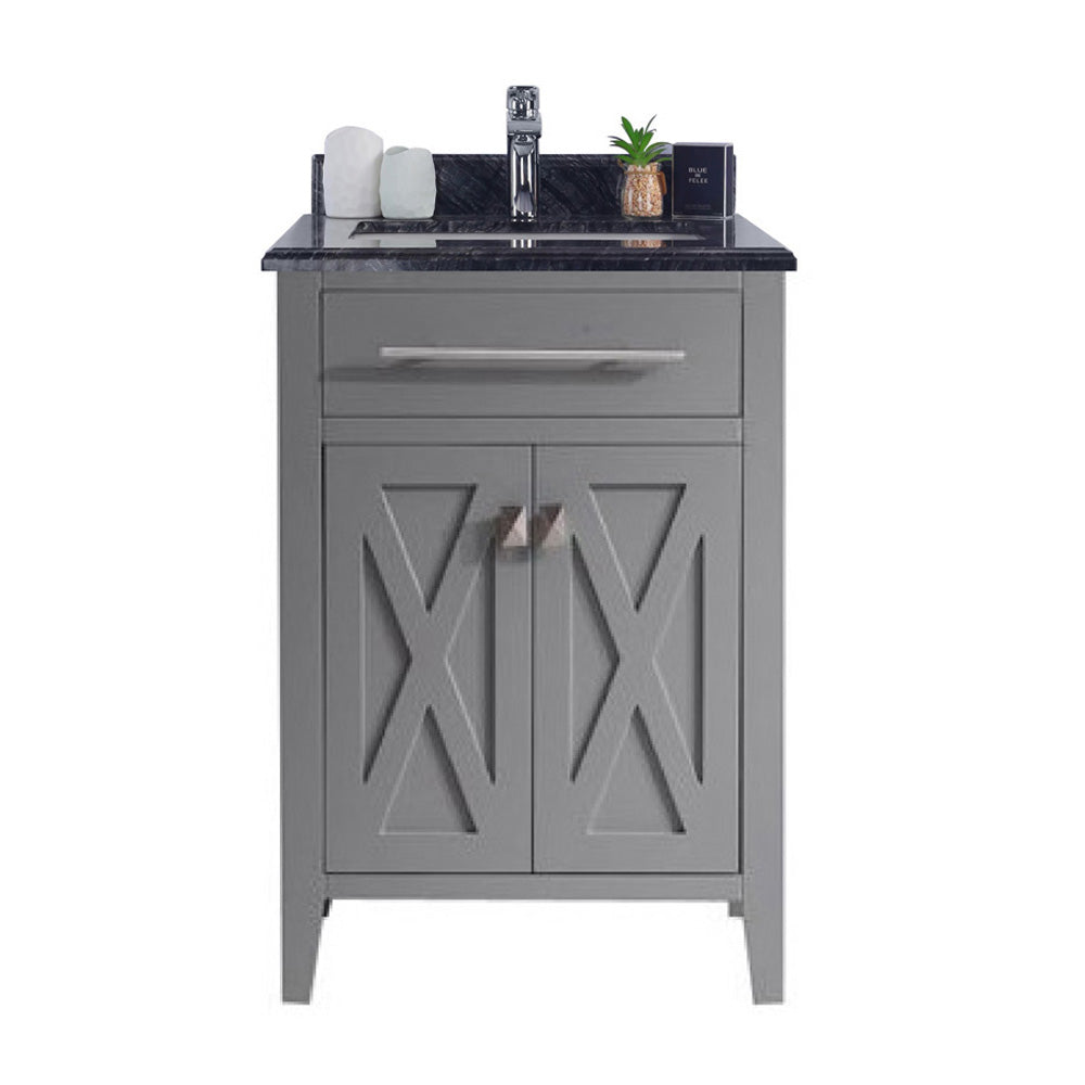 Wimbledon 24" Grey Bathroom Vanity with Black Wood Marble Countertop Laviva 313YG319-24G-BW