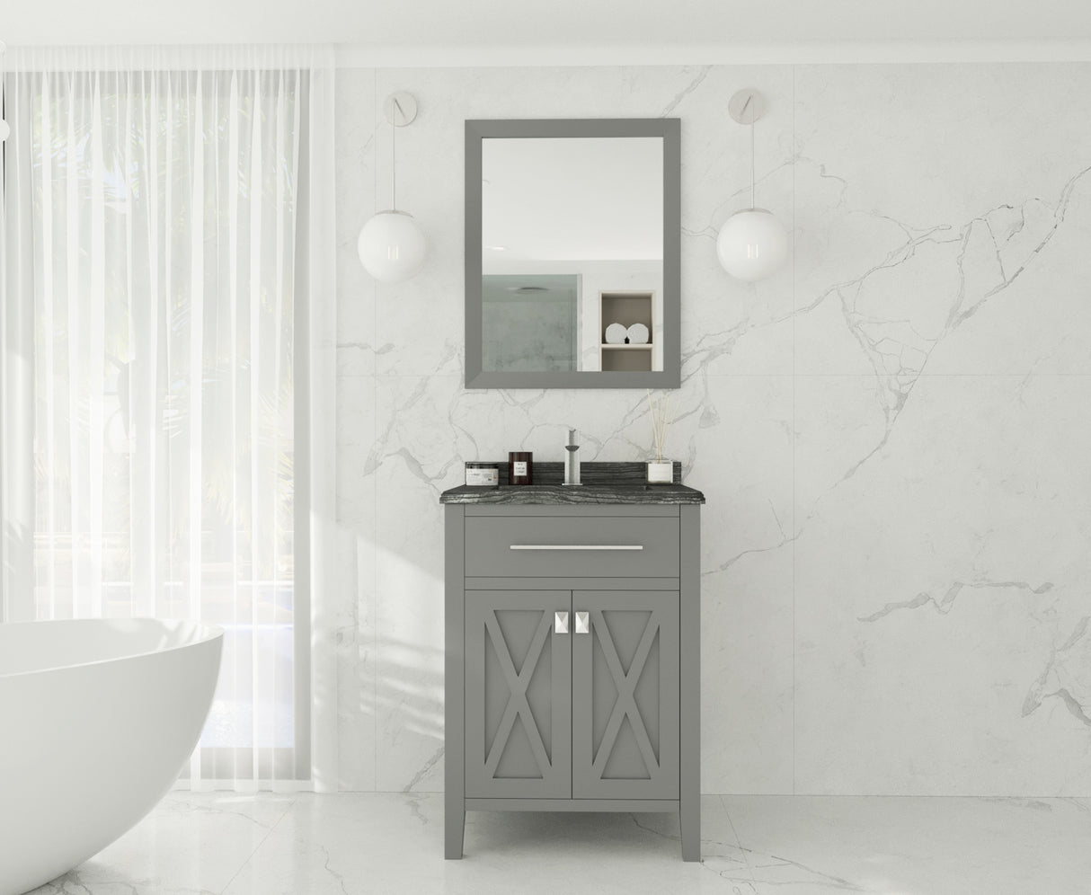 Wimbledon 24" Grey Bathroom Vanity with Black Wood Marble Countertop Laviva 313YG319-24G-BW