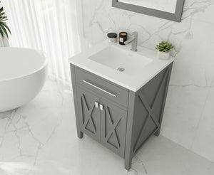 Wimbledon 24" Grey Bathroom Vanity with Matte White VIVA Stone Solid Surface Countertop Laviva 313YG319-24G-MW
