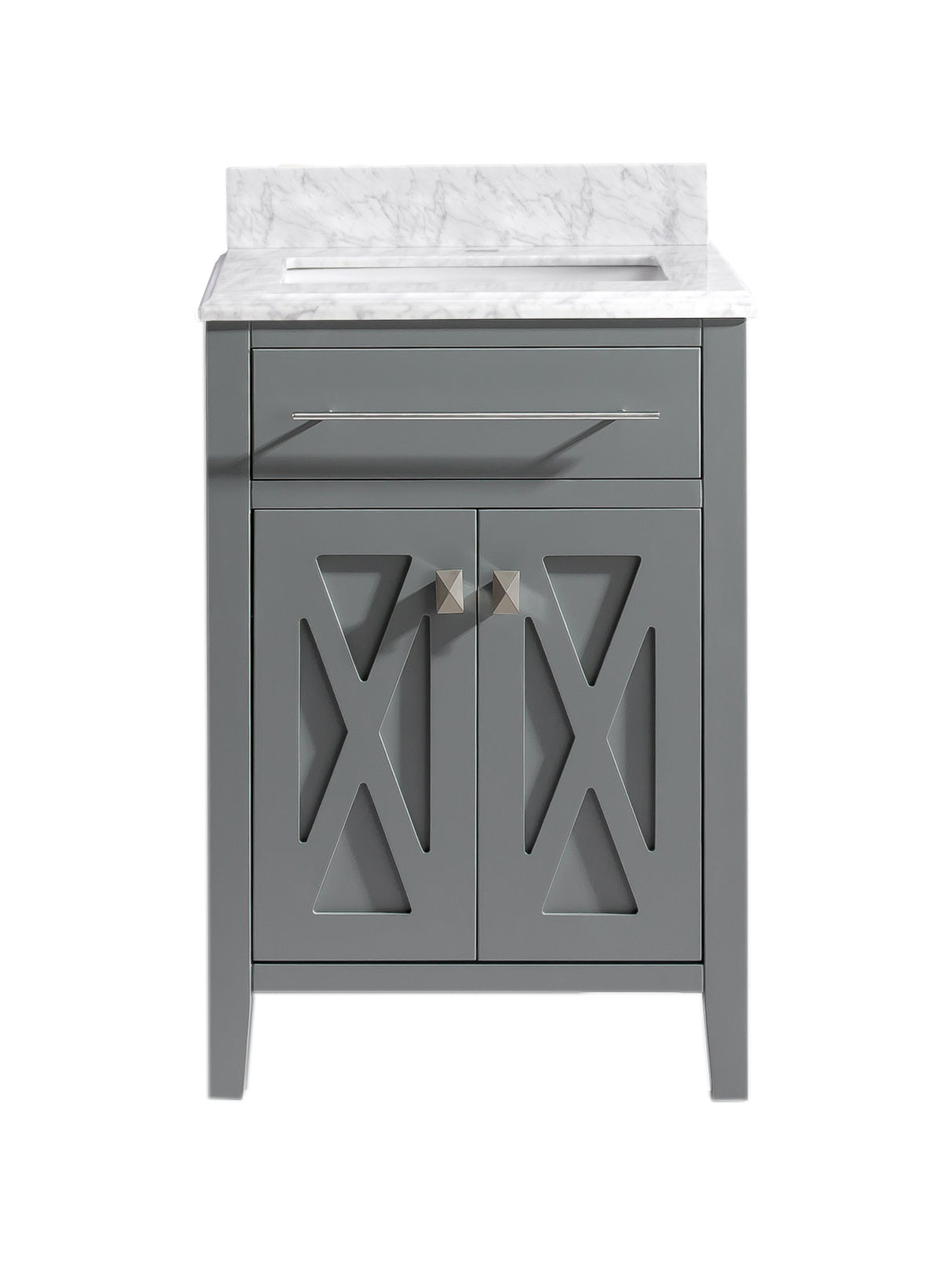 Wimbledon 24" Grey Bathroom Vanity with White Carrara Marble Countertop Laviva 313YG319-24G-WC