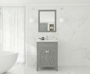 Wimbledon 24" Grey Bathroom Vanity with White Carrara Marble Countertop Laviva 313YG319-24G-WC