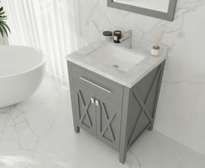 Wimbledon 24" Grey Bathroom Vanity with White Carrara Marble Countertop Laviva 313YG319-24G-WC
