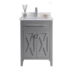Wimbledon 24" Grey Bathroom Vanity with White Quartz Countertop Laviva 313YG319-24G-WQ