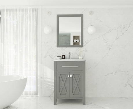 Wimbledon 24" Grey Bathroom Vanity with White Stripes Marble Countertop Laviva 313YG319-24G-WS