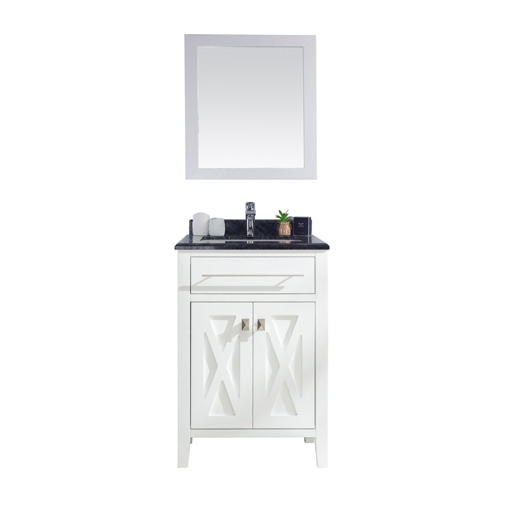 Wimbledon 24" White Bathroom Vanity with Black Wood Marble Countertop Laviva 313YG319-24W-BW