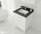 Wimbledon 24" White Bathroom Vanity with Black Wood Marble Countertop Laviva 313YG319-24W-BW