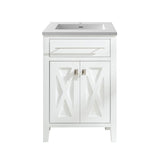 Wimbledon 24" White Bathroom Vanity with Matte White VIVA Stone Solid Surface Countertop Laviva 313YG319-24W-MW