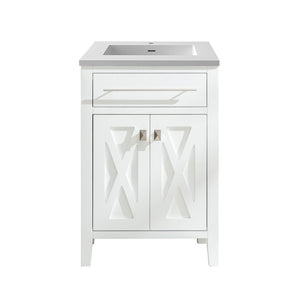 Wimbledon 24" White Bathroom Vanity with Matte White VIVA Stone Solid Surface Countertop Laviva 313YG319-24W-MW
