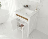 Wimbledon 24" White Bathroom Vanity with Matte White VIVA Stone Solid Surface Countertop Laviva 313YG319-24W-MW
