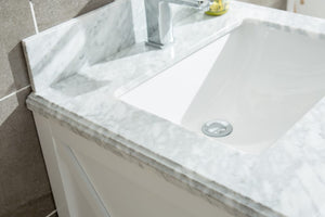 Wimbledon 24" White Bathroom Vanity with White Carrara Marble Countertop Laviva 313YG319-24W-WC