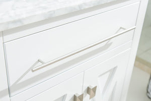 Wimbledon 24" White Bathroom Vanity with White Carrara Marble Countertop Laviva 313YG319-24W-WC