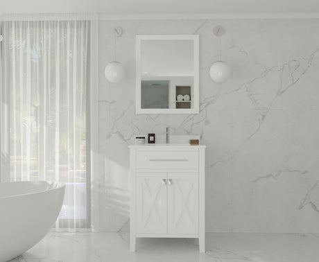 Wimbledon 24" White Bathroom Vanity with White Quartz Countertop Laviva 313YG319-24W-WQ