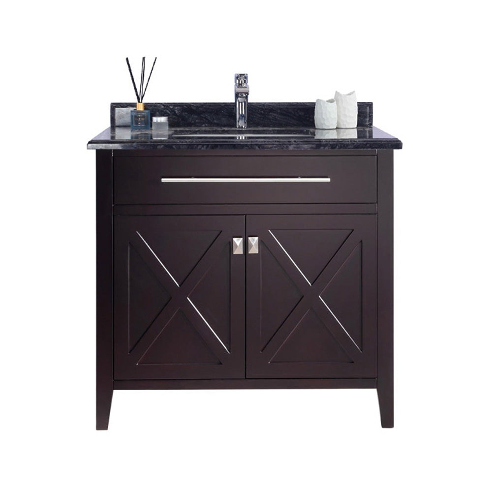 Wimbledon 36" Brown Bathroom Vanity with Black Wood Marble Countertop Laviva 313YG319-36B-BW