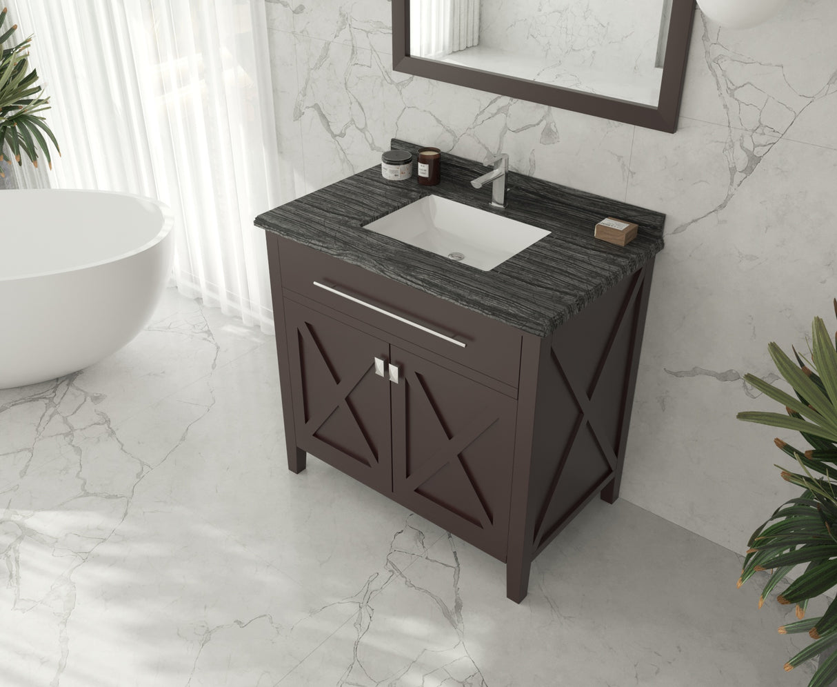 Wimbledon 36" Brown Bathroom Vanity with Black Wood Marble Countertop Laviva 313YG319-36B-BW