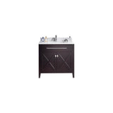 Wimbledon 36" Brown Bathroom Vanity with White Carrara Marble Countertop Laviva 313YG319-36B-WC