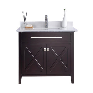 Wimbledon 36" Brown Bathroom Vanity with White Quartz Countertop Laviva 313YG319-36B-WQ