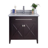 Wimbledon 36" Brown Bathroom Vanity with White Stripes Marble Countertop Laviva 313YG319-36B-WS