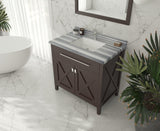 Wimbledon 36" Brown Bathroom Vanity with White Stripes Marble Countertop Laviva 313YG319-36B-WS