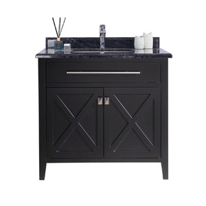 Wimbledon 36" Espresso Bathroom Vanity with Black Wood Marble Countertop Laviva 313YG319-36E-BW